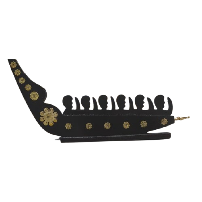 Miniature Wooden Model of Chundan vallam/Snake Boats with 6 Rowers for Home Decor and Gifting